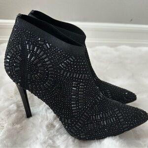 Chic Black Embellished Heeled Boots
